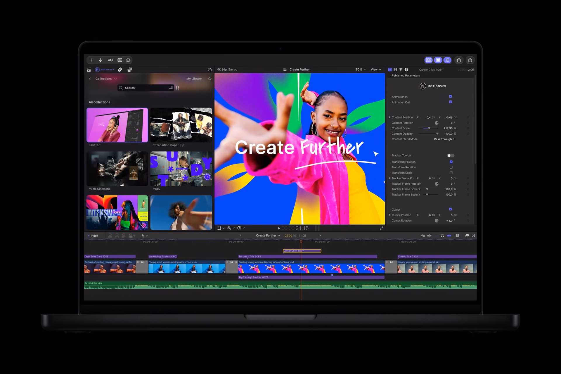 Catálogo MotionVFX abierto dentro de Final Cut Pro