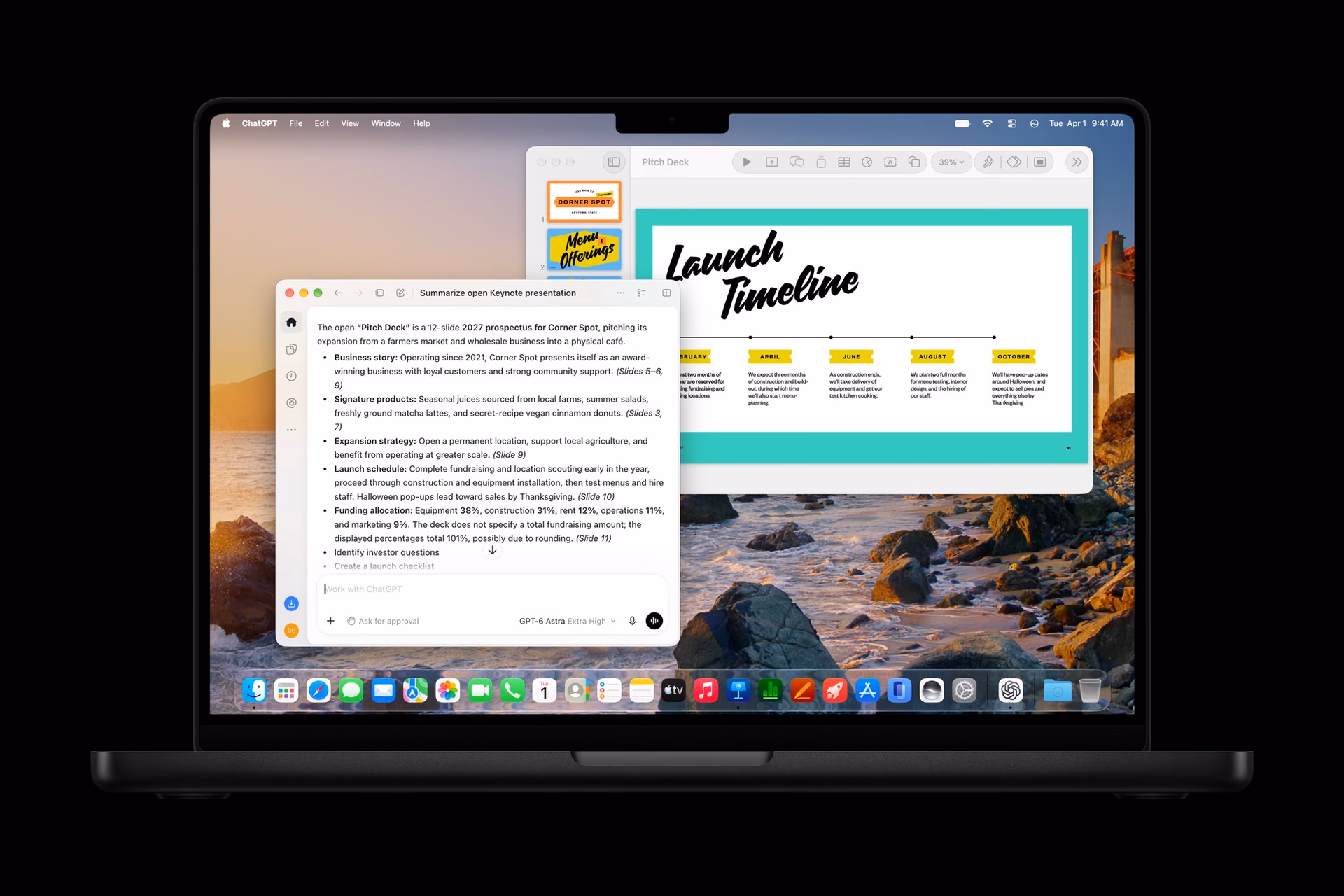 Asistente y documento de presentación en un MacBook Pro