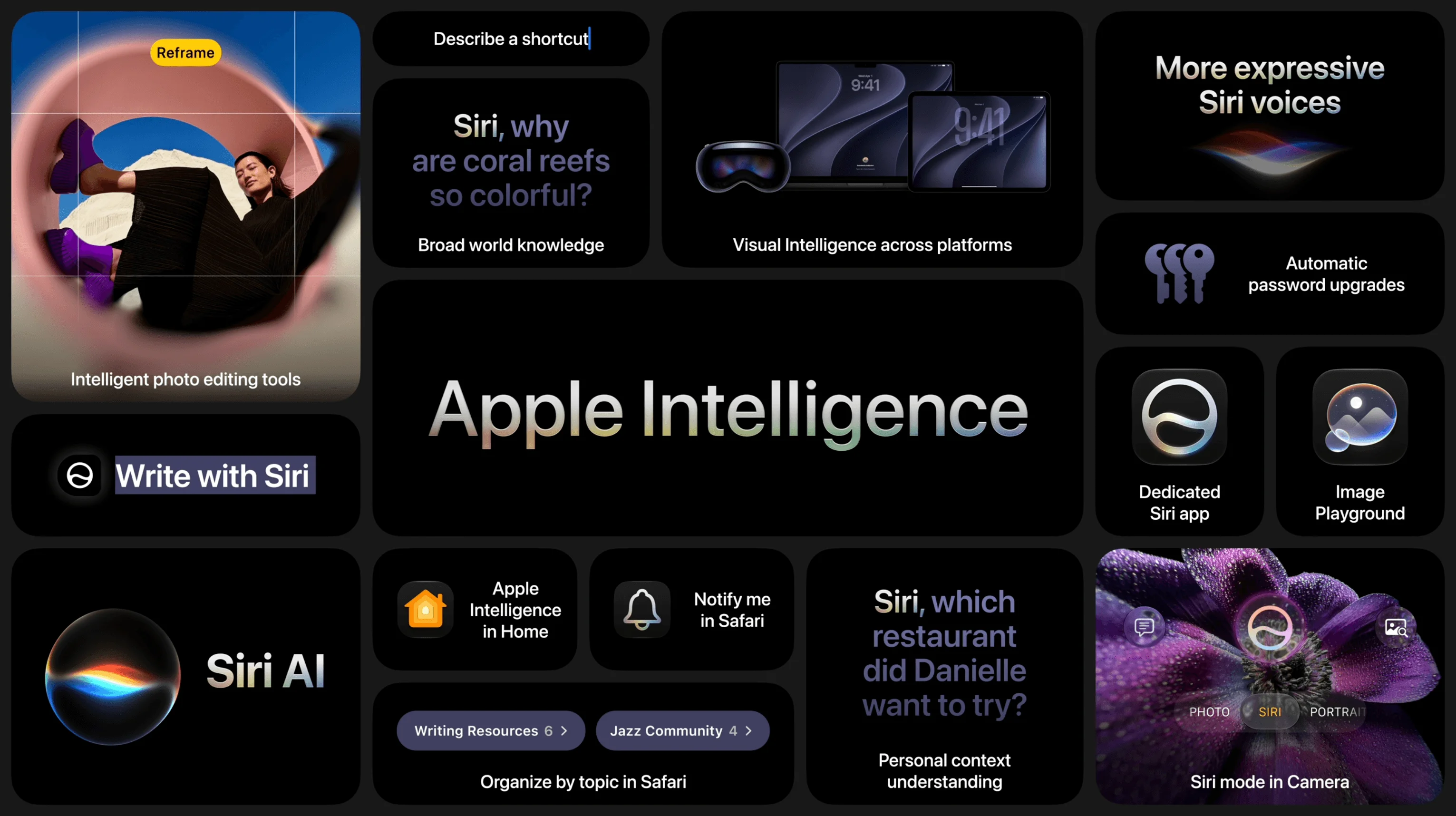 Mosaic with Apple Intelligence features in iOS 27: photo editing, Image Playground, and Visual Intelligence