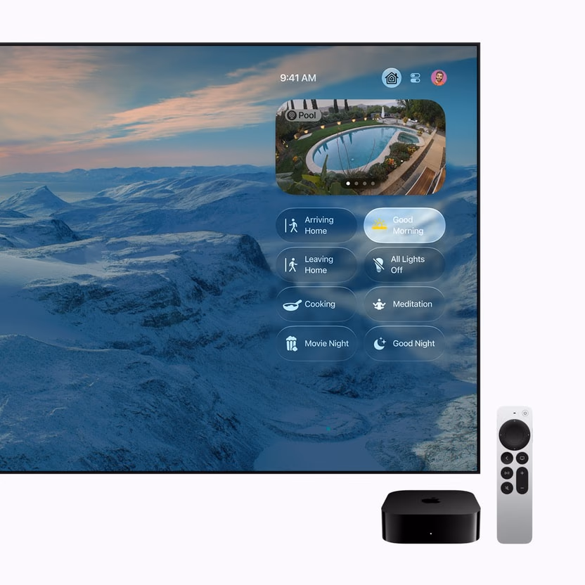 TV showing a Home camera and home controls