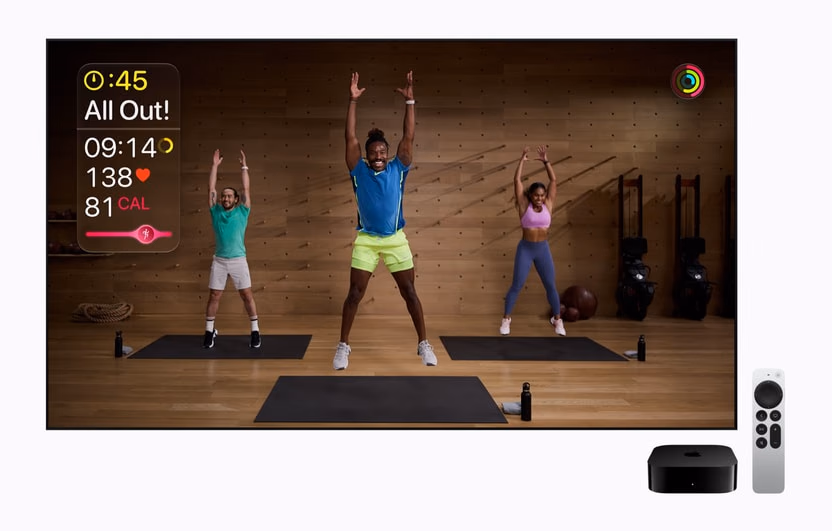 Apple Fitness+ workout on the TV
