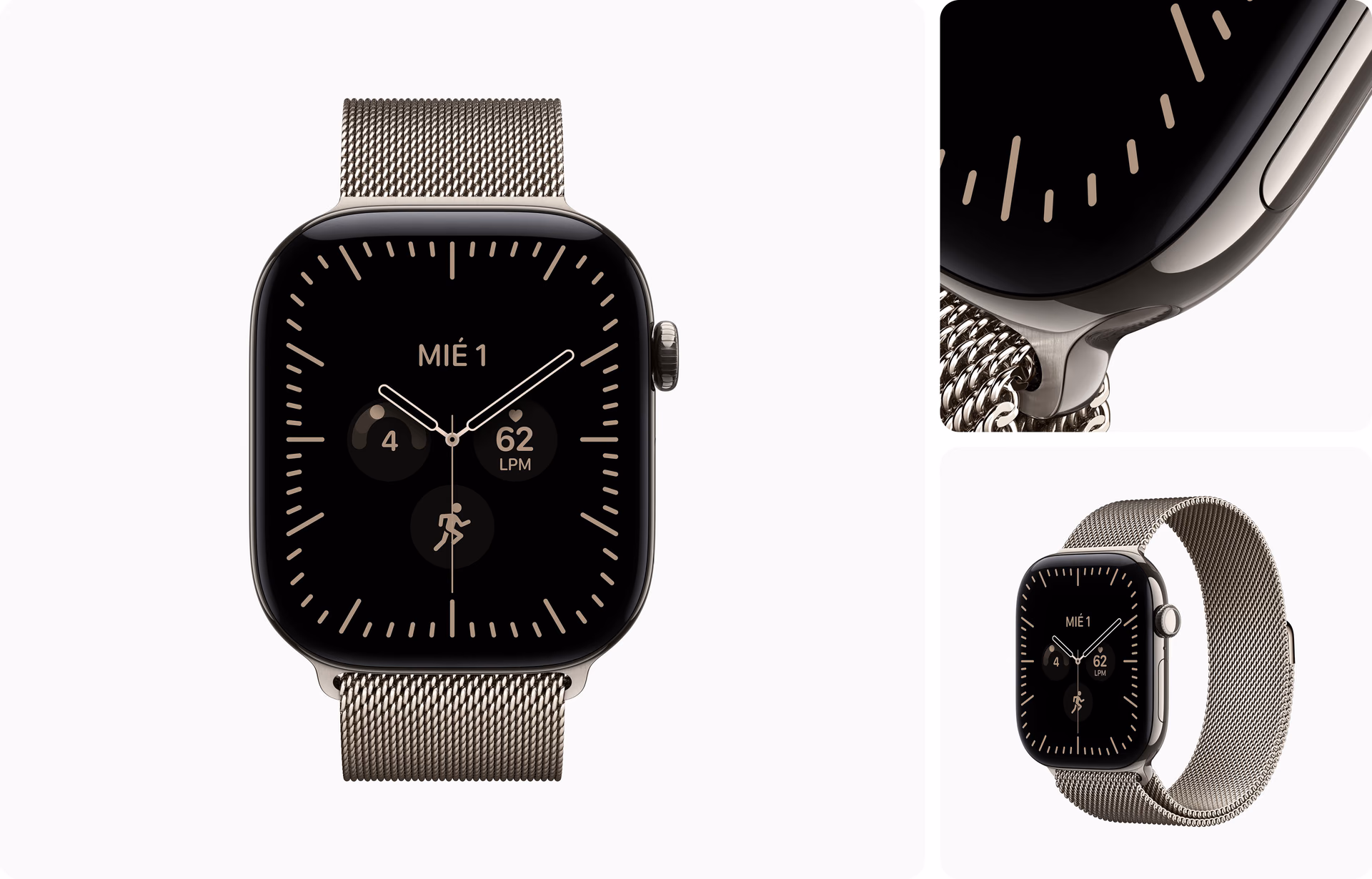 Apple Watch Series 12 de titanio color natural con pulsera Milanese Loop