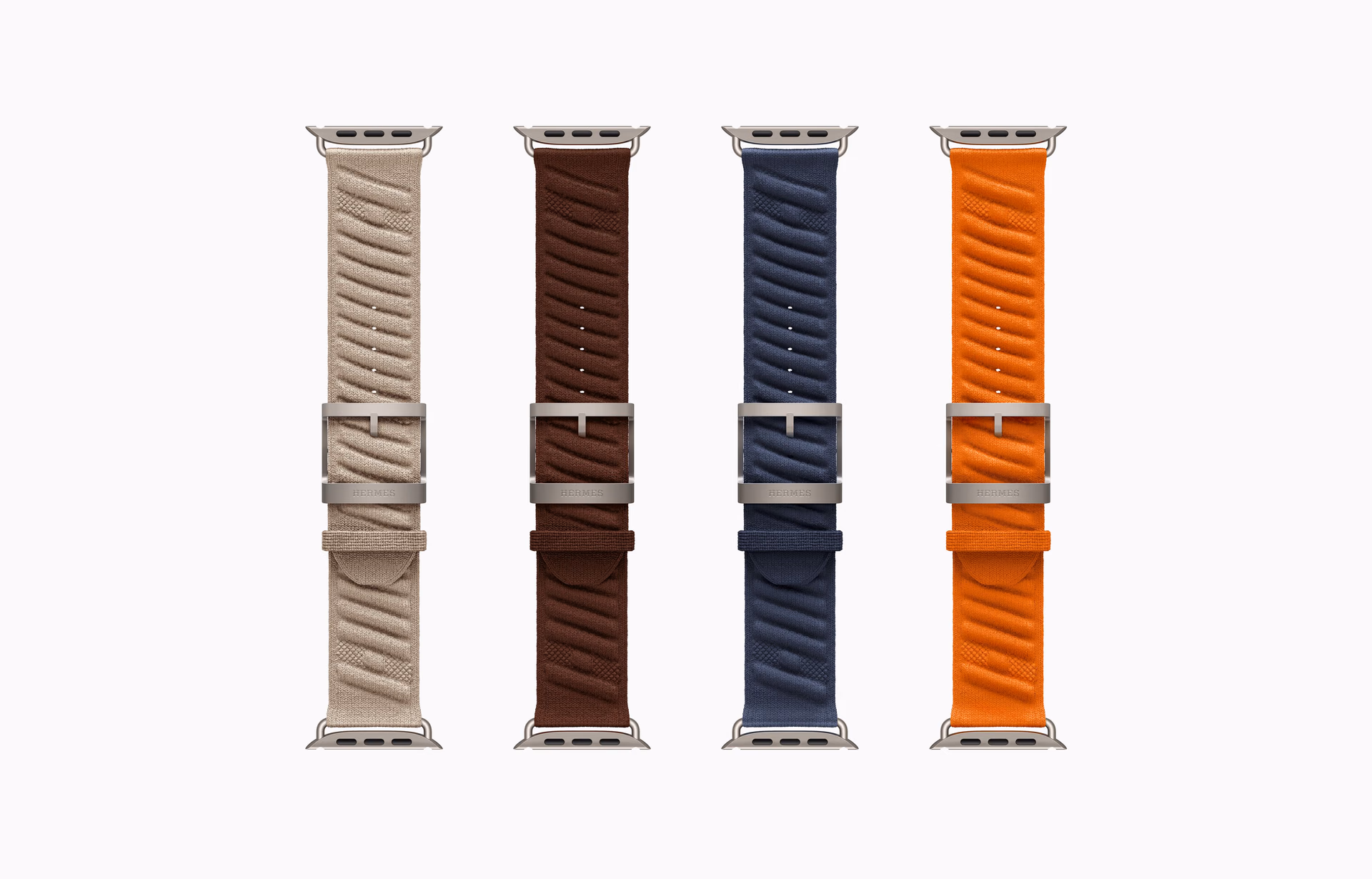 Four Hermès En Mer band units in woven textile