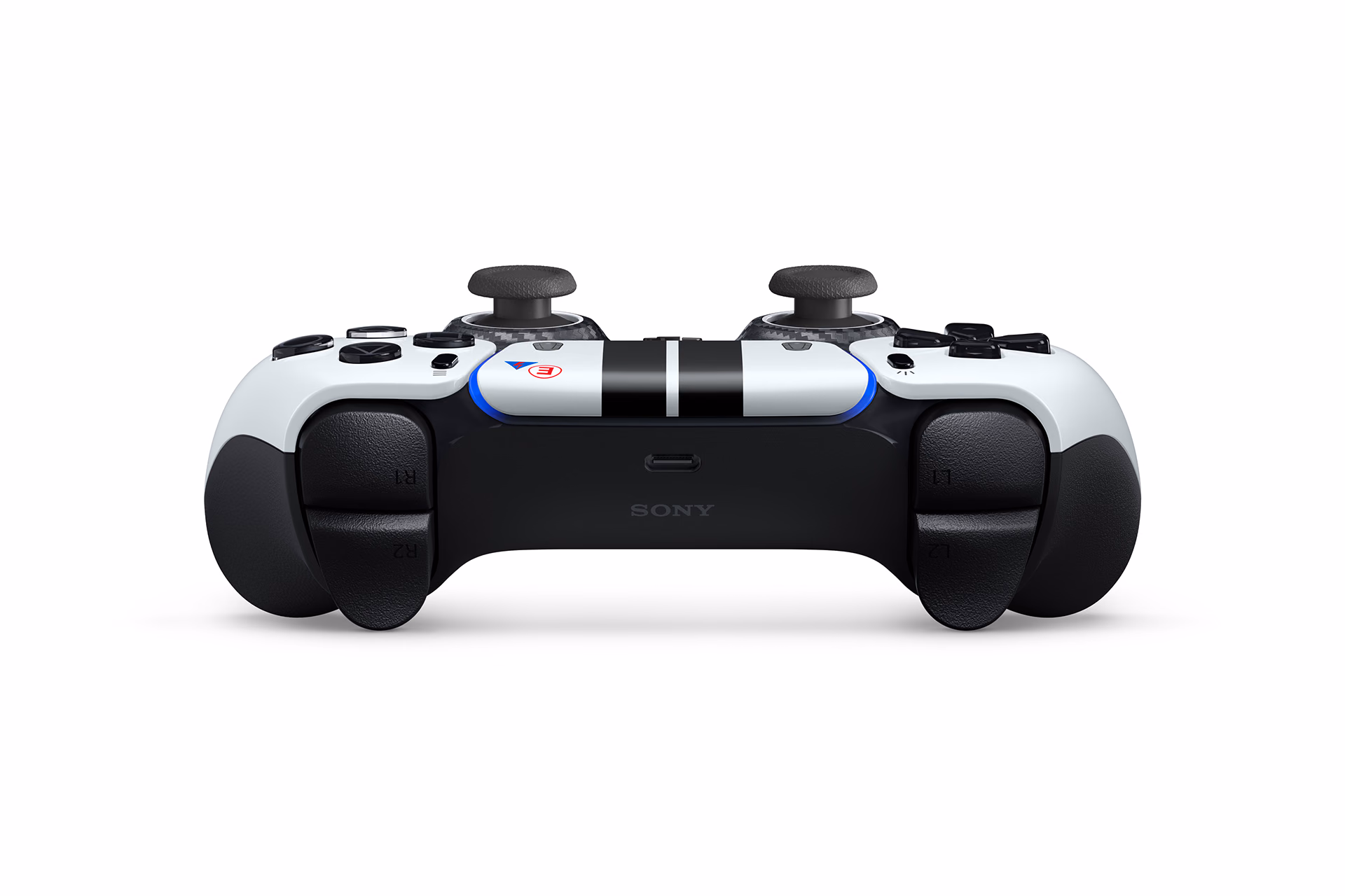 Top view of the DualSense with triggers and USB-C port