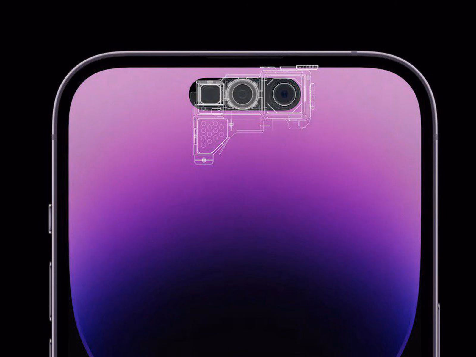 Ilustración del módulo de Face ID ubicado debajo de la pantalla de un iPhone