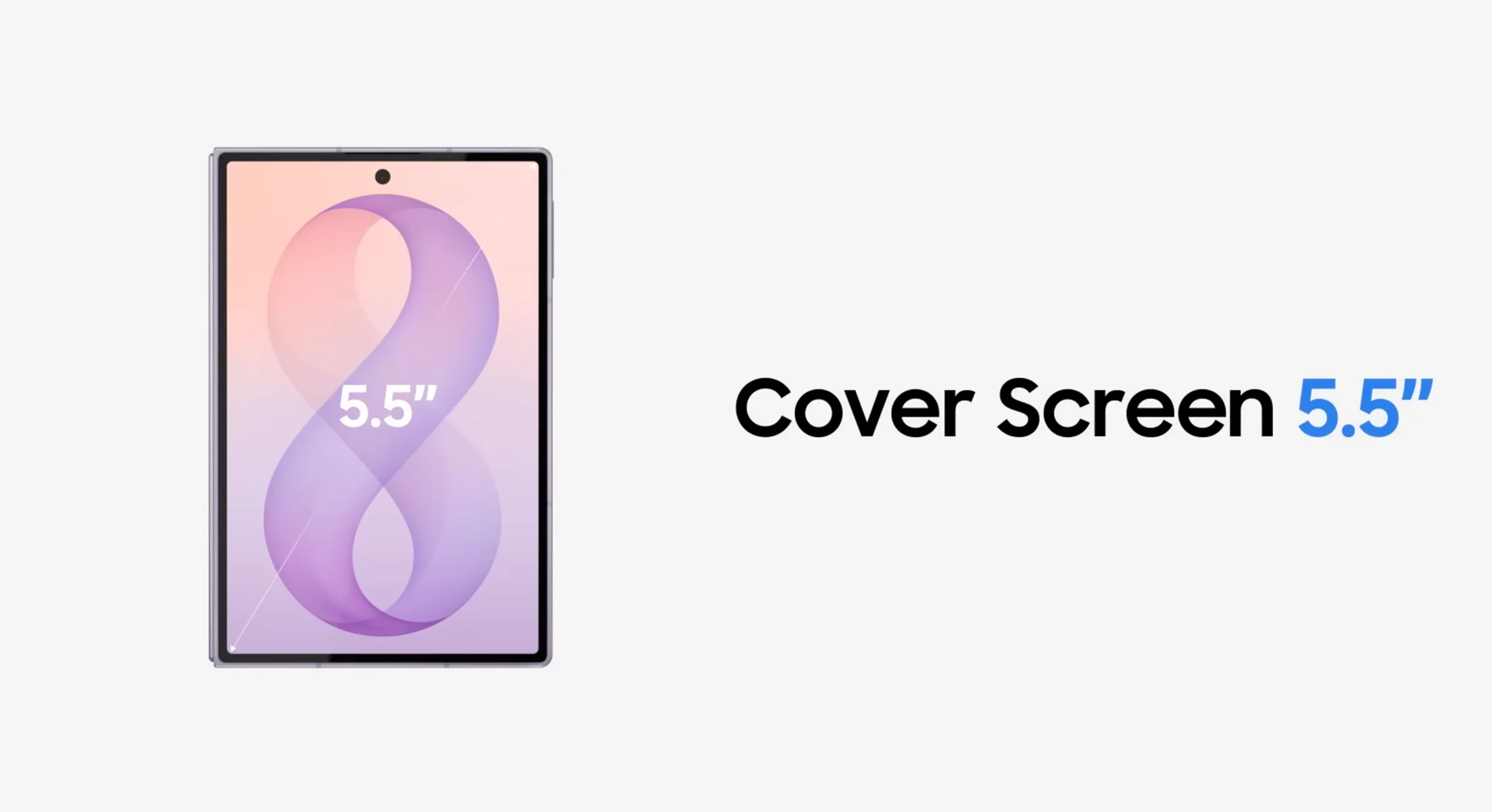 Diagrama de la pantalla externa del Galaxy Z Fold 8 de 5,5 pulgadas