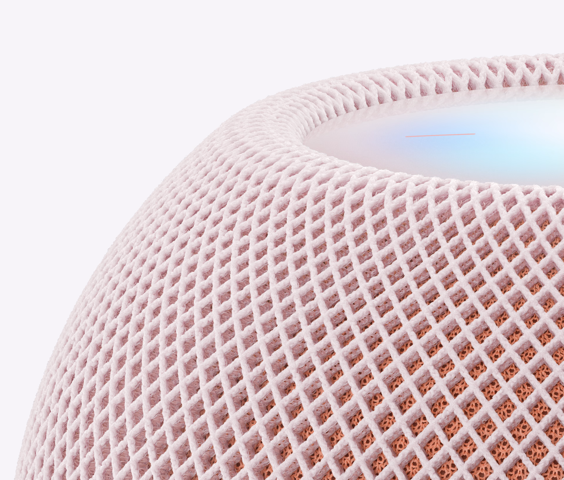 Close-up of the pink HomePod mini 2 mesh