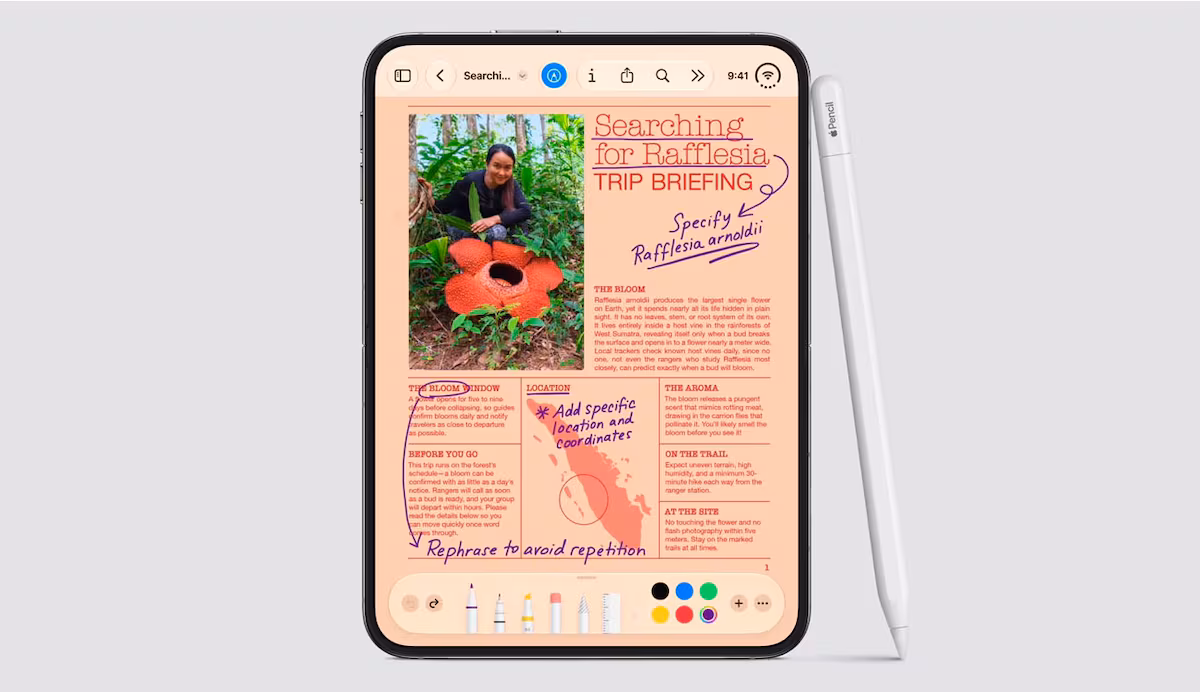 iPhone Duo con documento anotado y Apple Pencil al costado