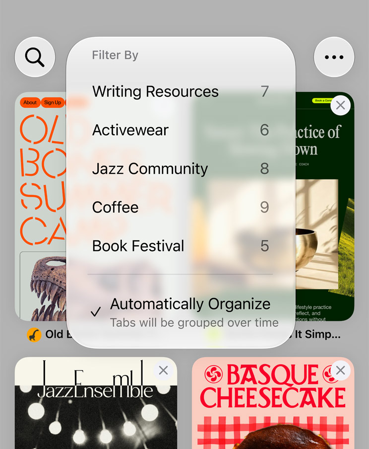 Safari organiza las pestañas por temas en iOS 27