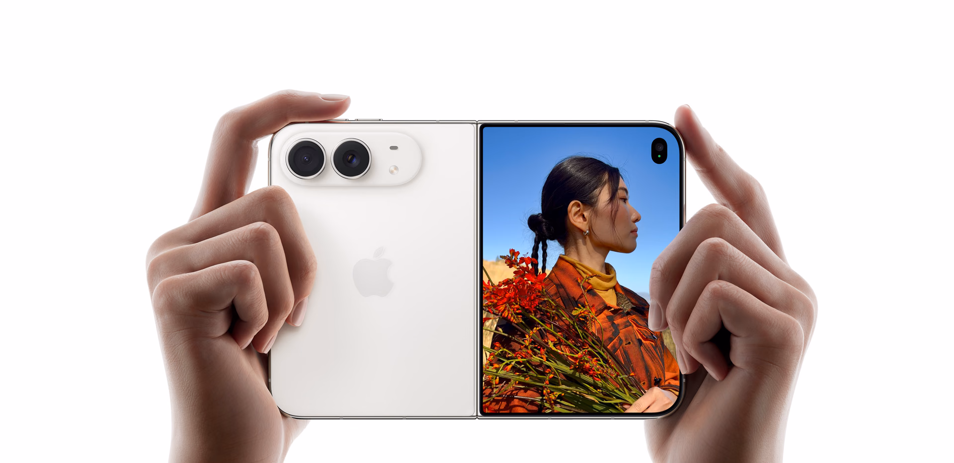 Selfie encuadrada en la pantalla externa del Duo