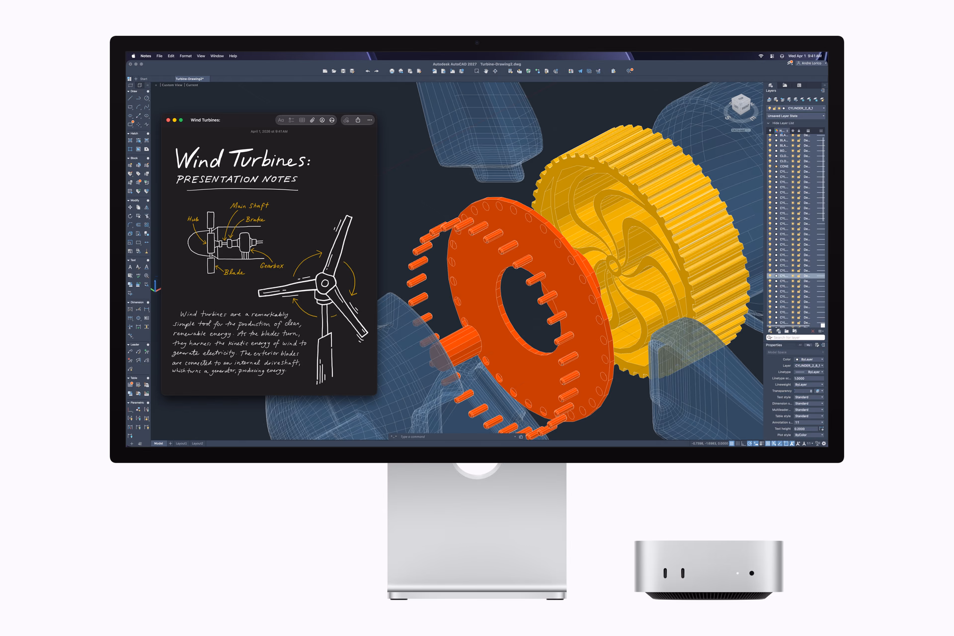 Modelo 3D abierto en Autodesk AutoCAD sobre un Mac mini con M5 Pro