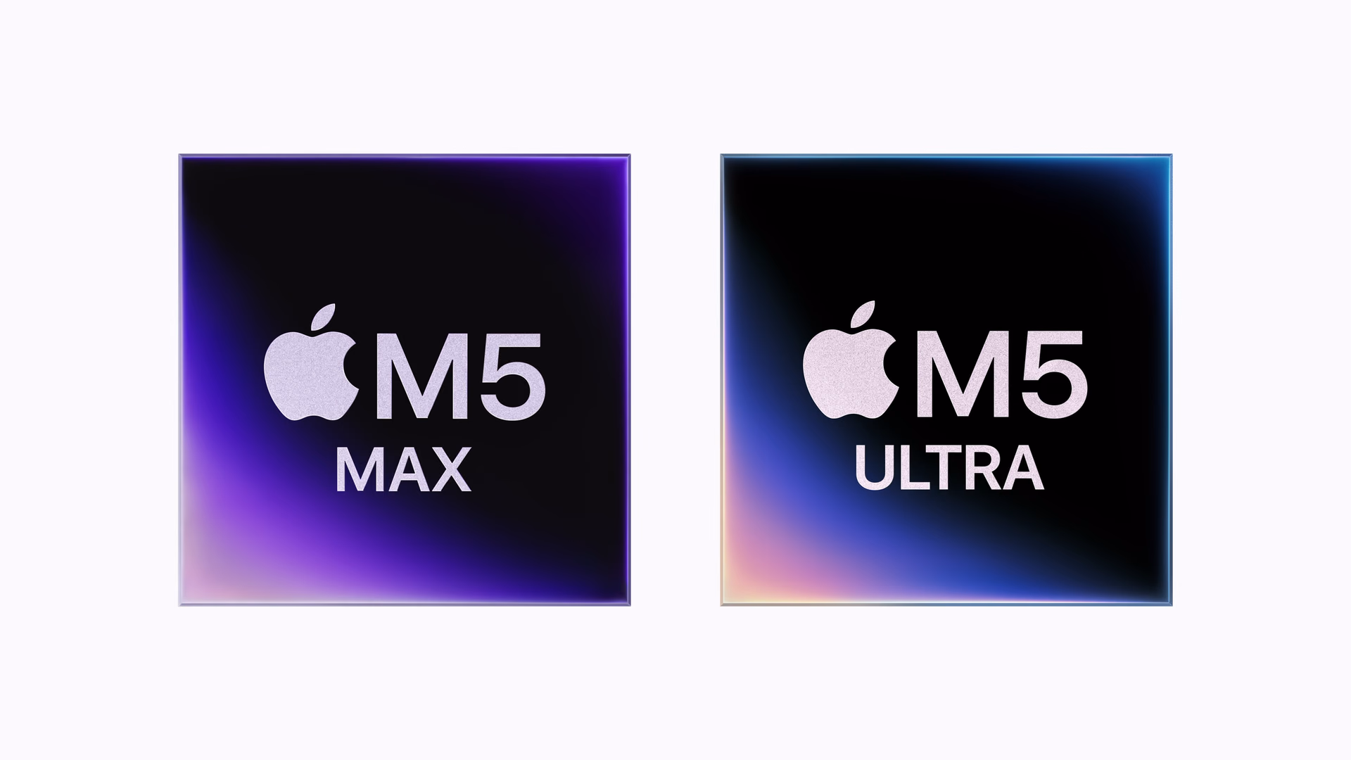 Los chips M5 Max y M5 Ultra de Apple sobre fondo claro