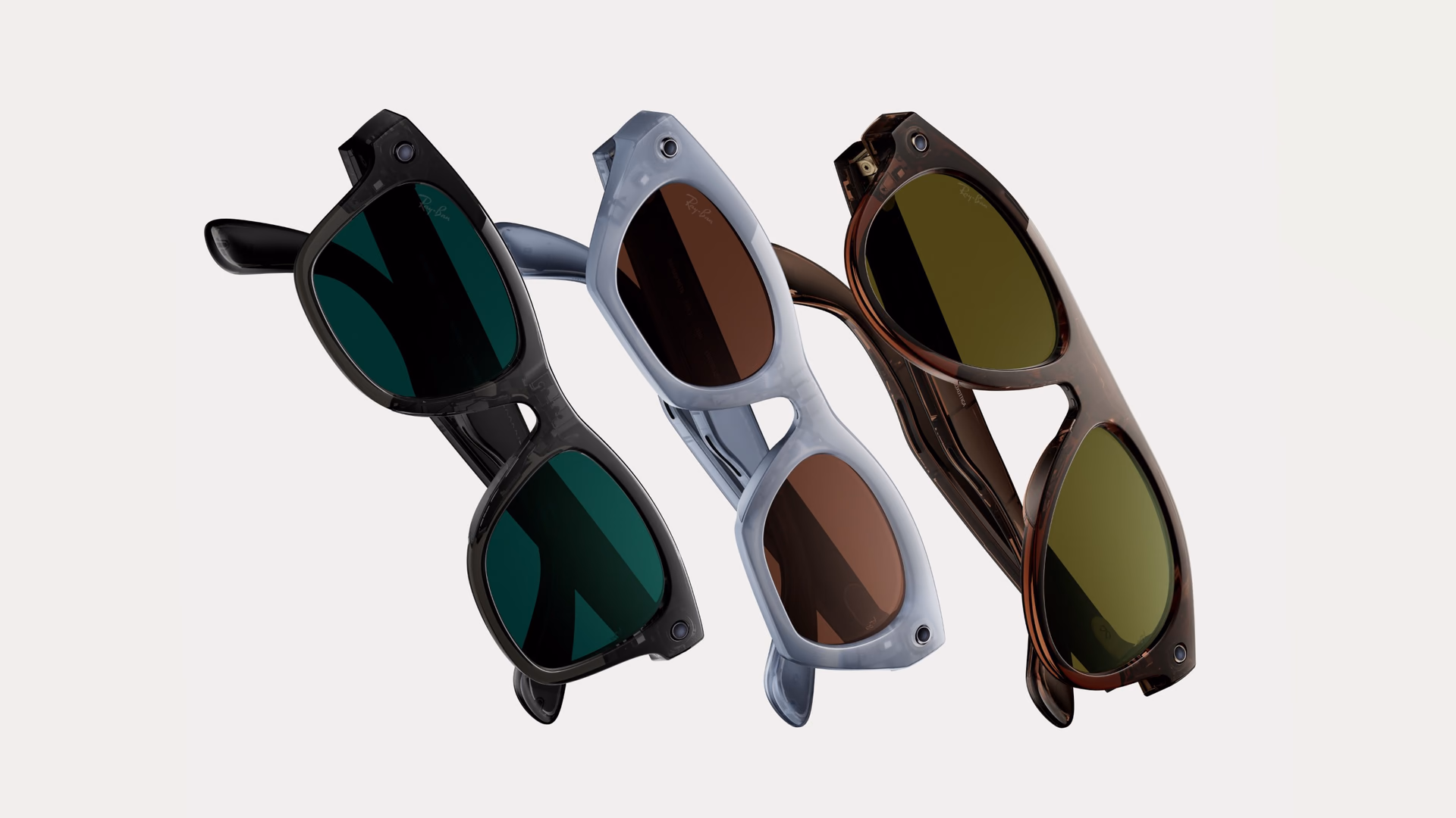 Three Ray-Ban Meta Gen 3 designs shown during Connect 2026