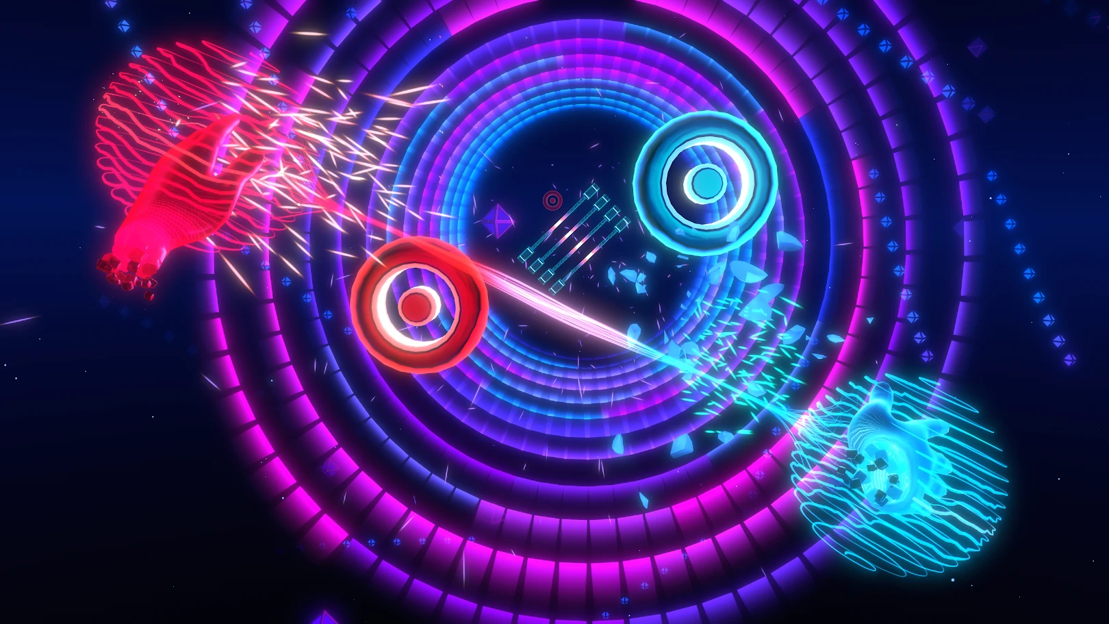 Beat Saber Flux session controlled with hand tracking