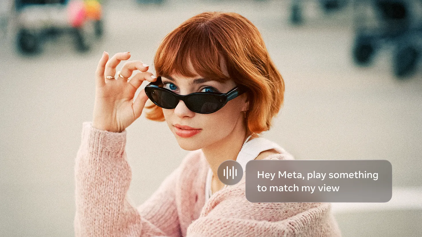 User asking Meta AI for music that matches the landscape through her glasses