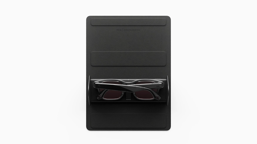 Meta Glasses by LISA stored inside the open charging case