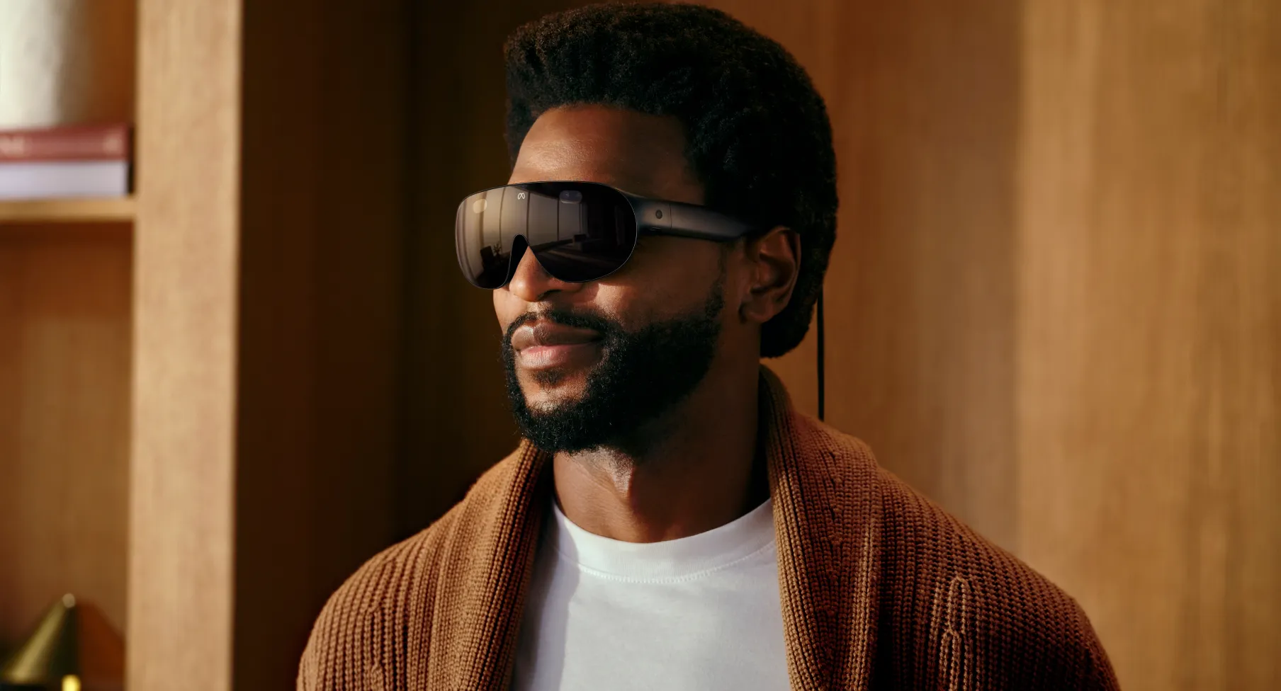 Person wearing Meta VR Glasses