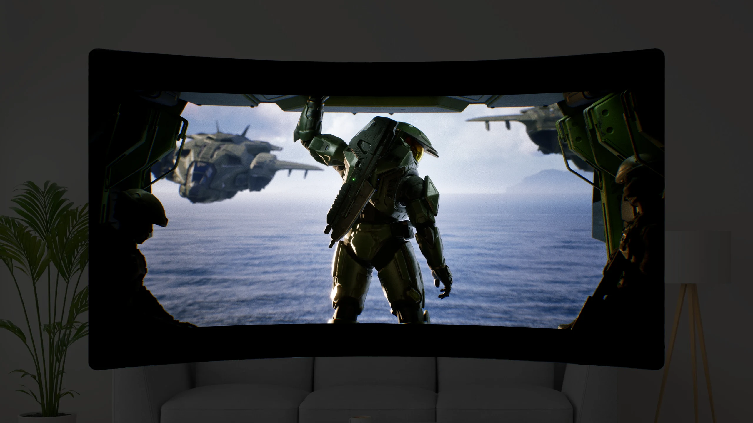 Video game projected on a curved virtual screen through Meta VR Glasses