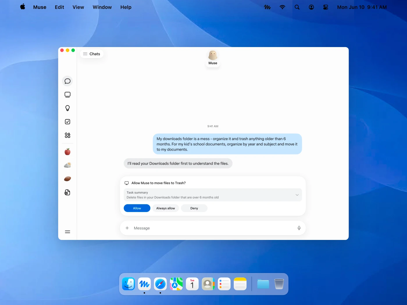 Muse app for Mac requesting permission before deleting files