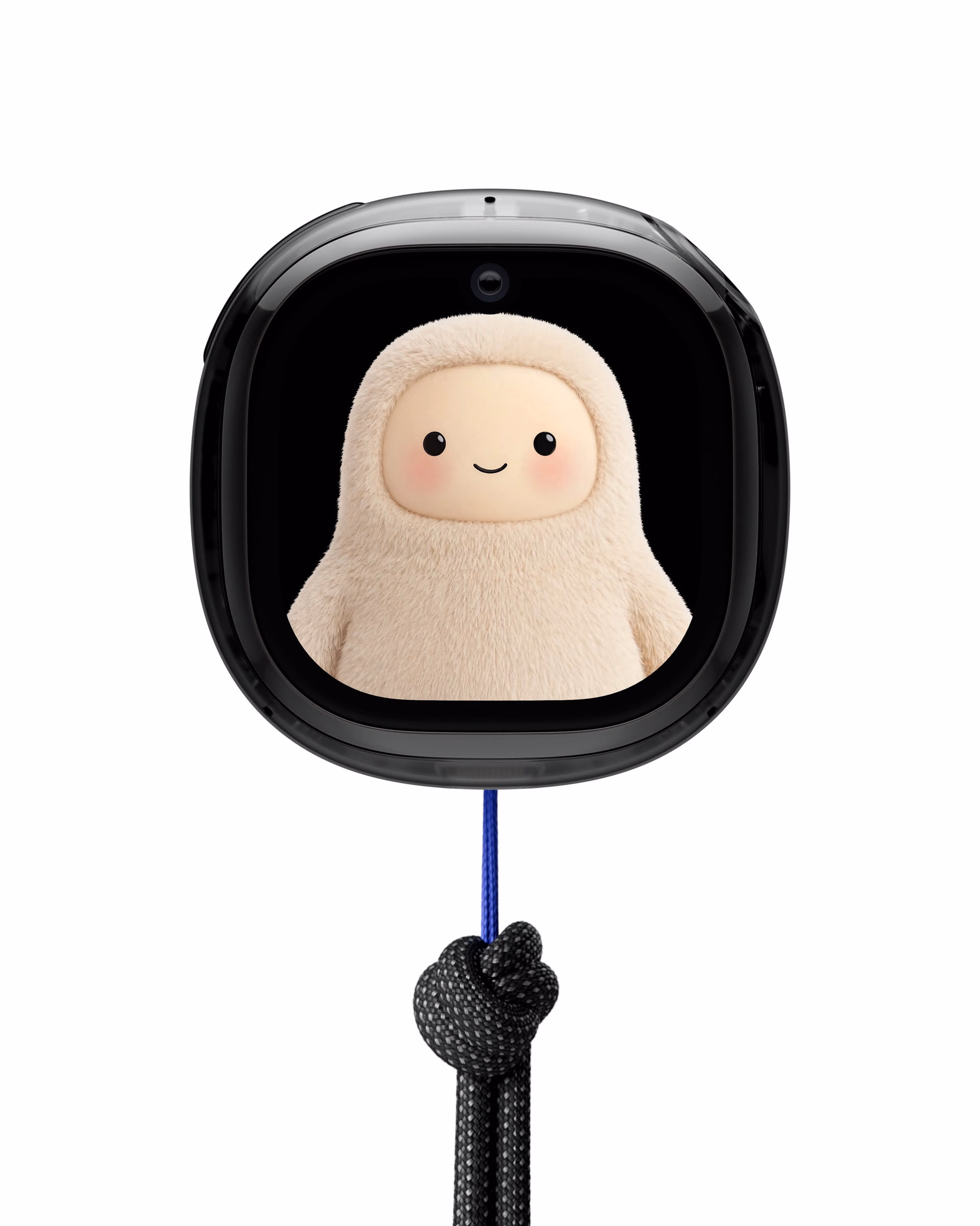 Front view of Muse Charm with camera, screen, and cord