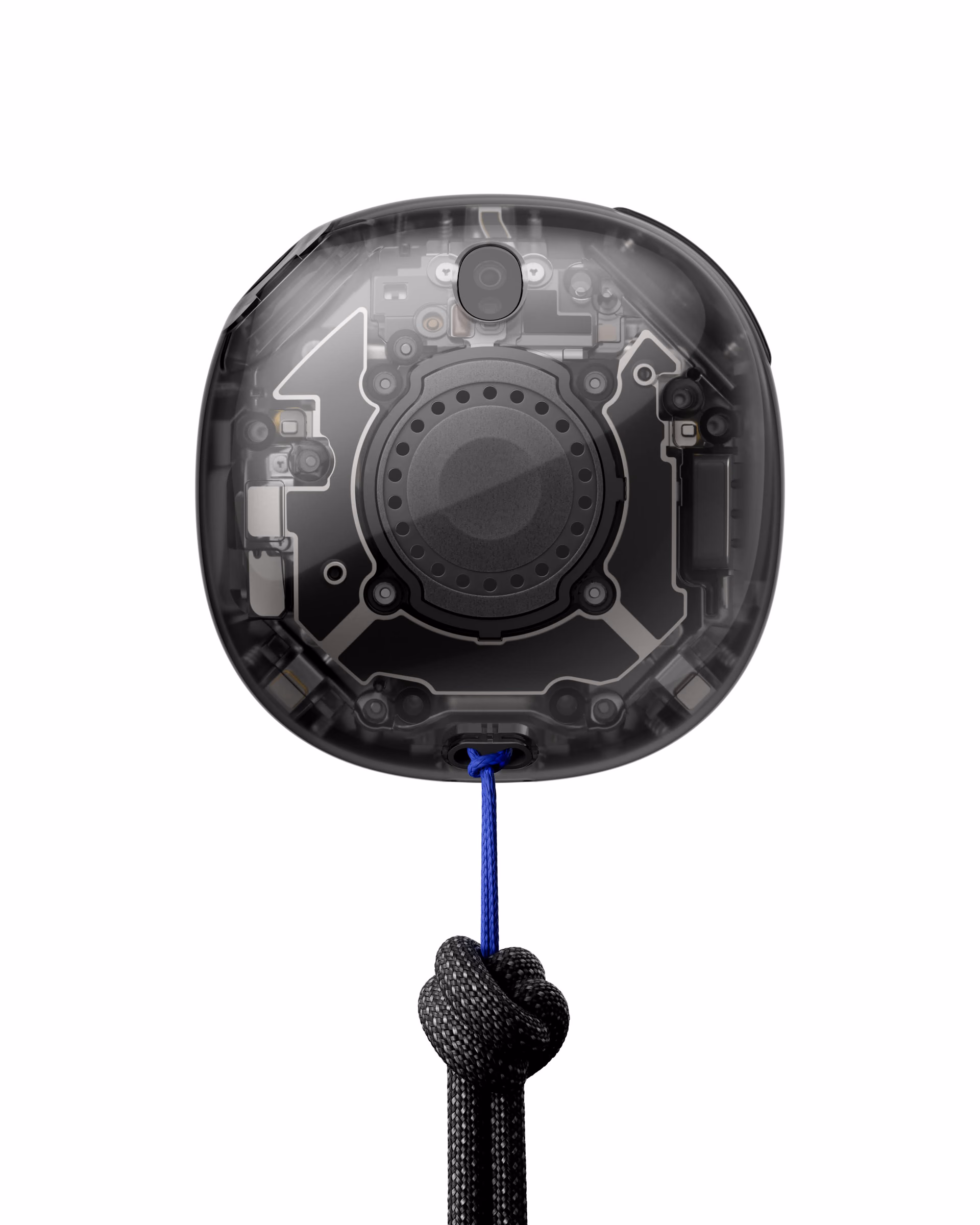 Translucent back of Muse Charm with camera and internal components visible