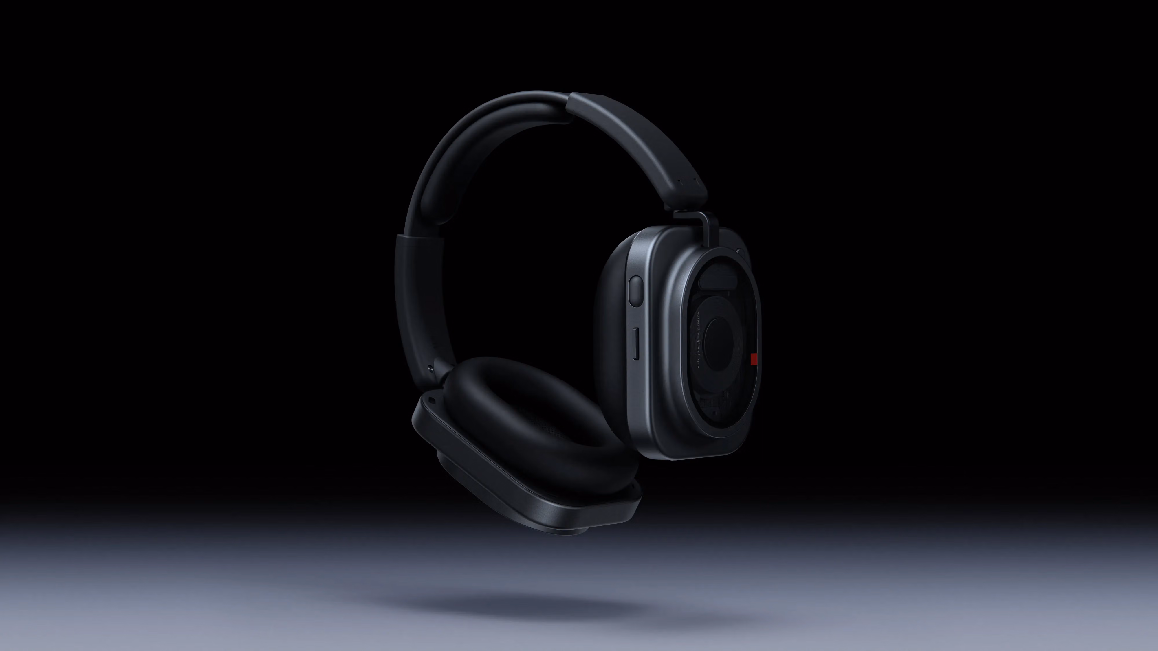 Black Headphone (1) Pro seen in three-quarter view on a dark background