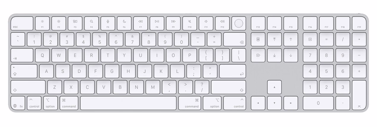 Magic Keyboard with Touch ID and numeric keypad with the new symbols on the keys
