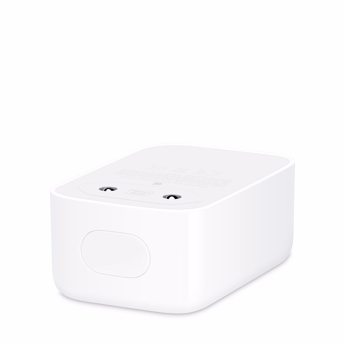 Apple 40W adapter with the European plug prongs retracted into the housing