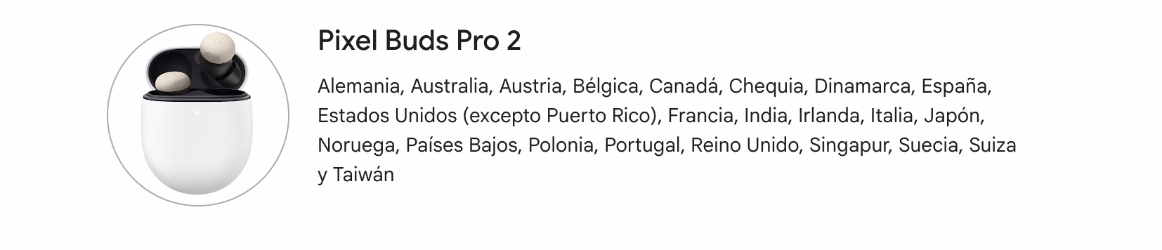 Listado oficial de países donde están disponibles los Pixel Buds Pro 2