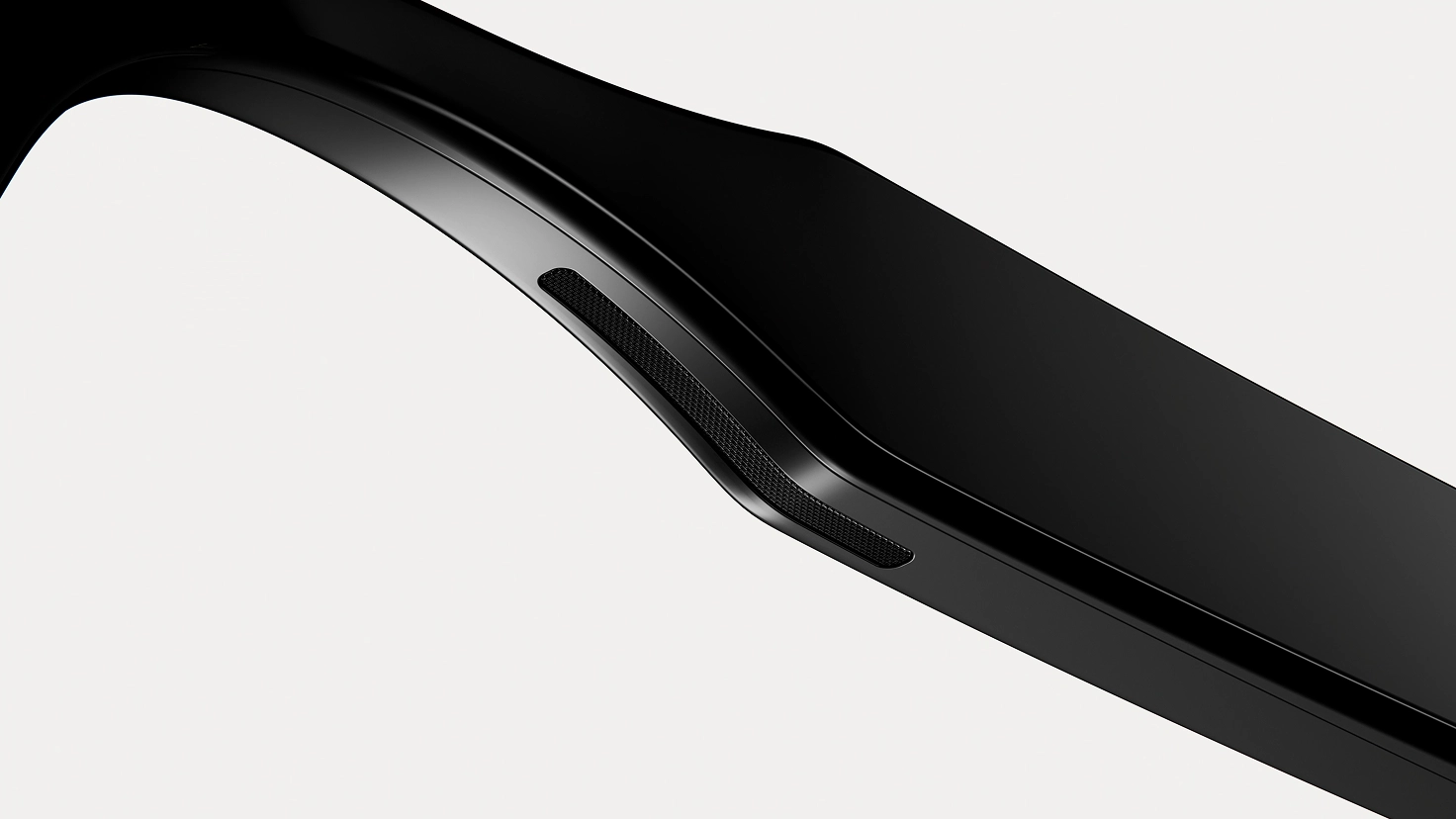 Detail of the open speaker integrated into the Ray-Ban Meta Audio temple