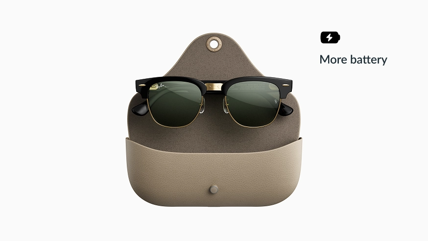 Ray-Ban Meta Audio inside its case with 48 additional hours of battery life