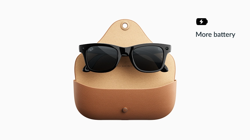 Ray-Ban Meta Gen 3 inside the case that adds up to 50 hours of charge