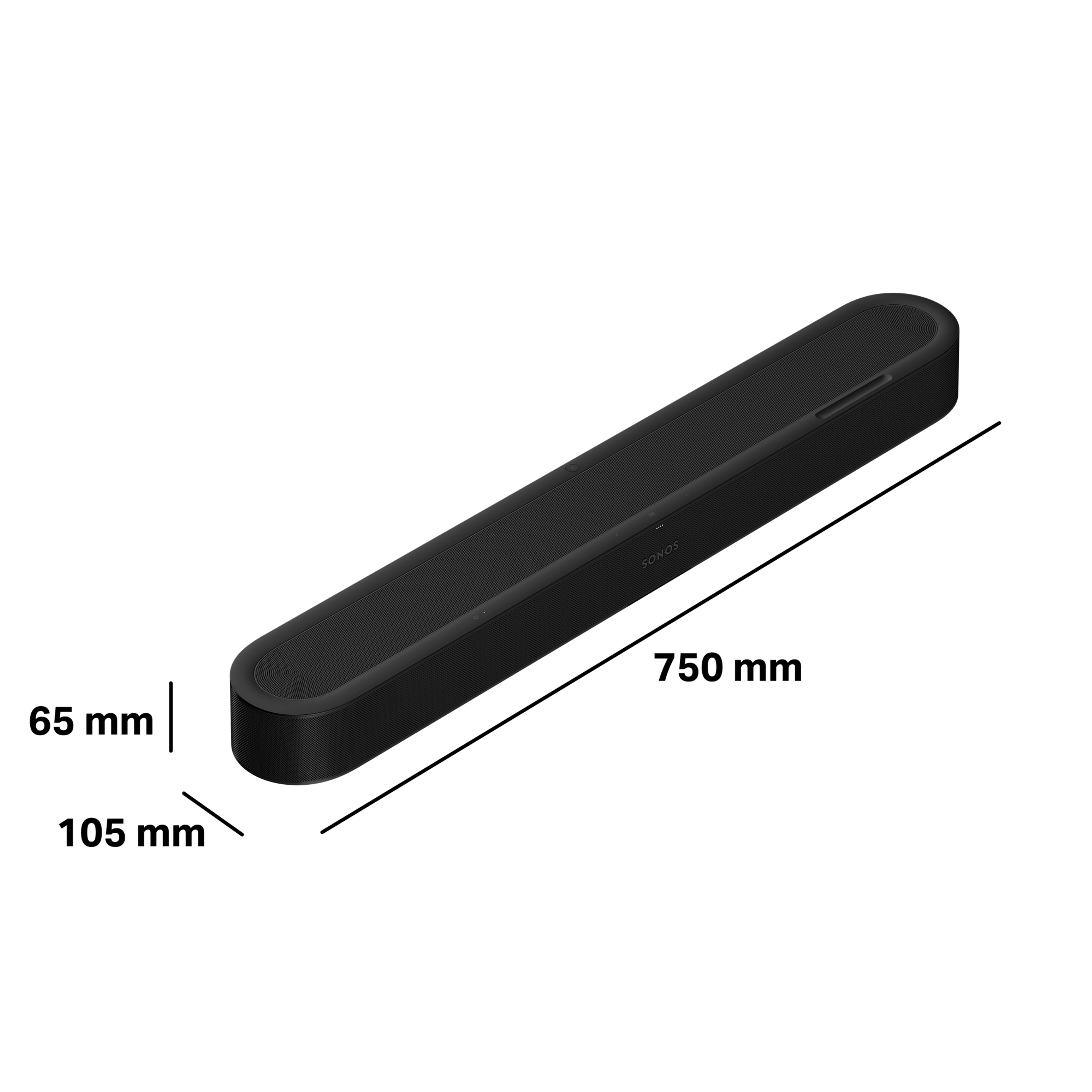Angled render of the Sonos Beam Ultra with its dimensions