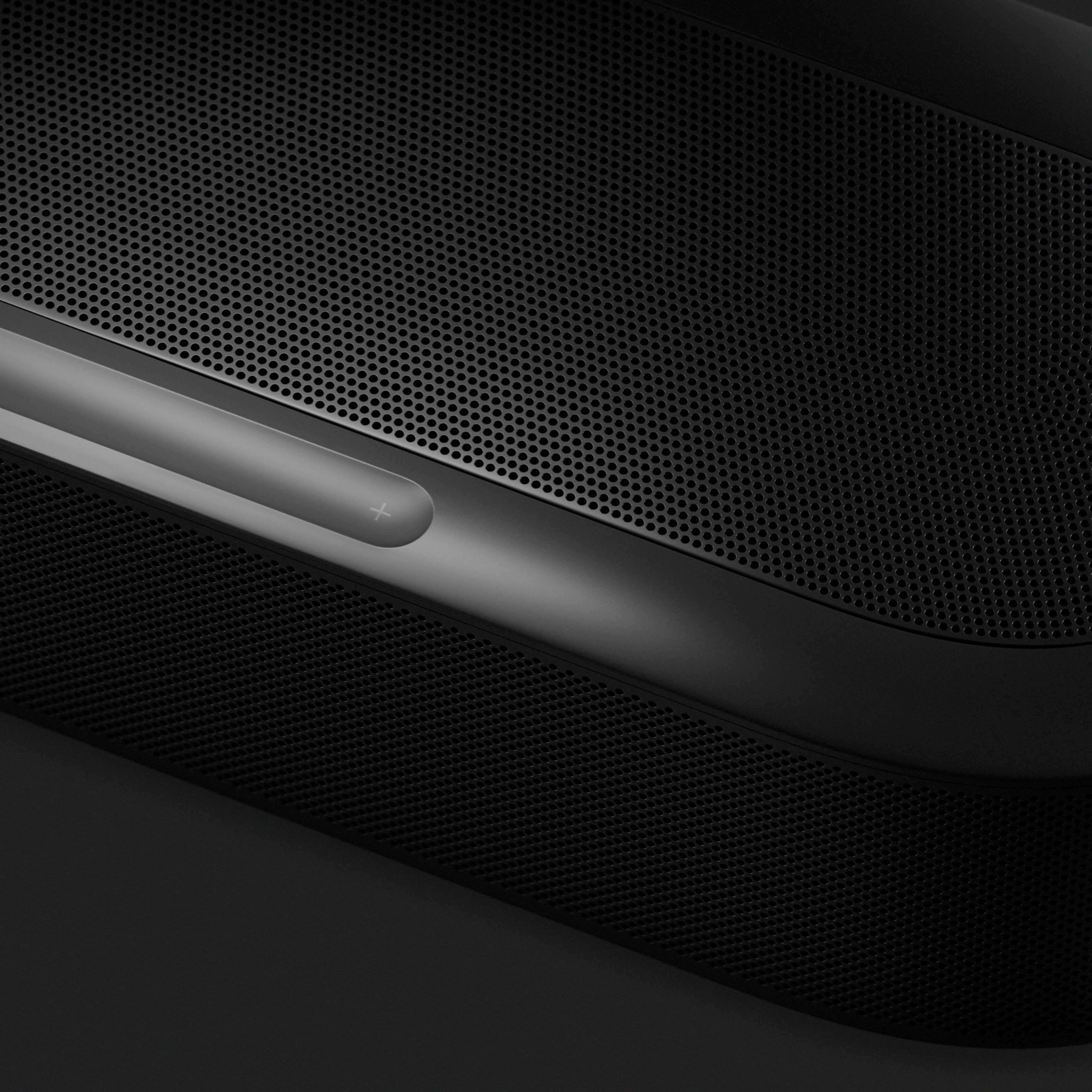 Detail of the volume control on the top edge of the Sonos Beam Ultra