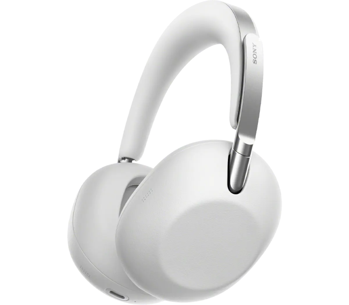 Sony 1000X The Collexion headphone in Platinum color seen in three-quarters on a white background, showing the metallic headband and earcup detail
