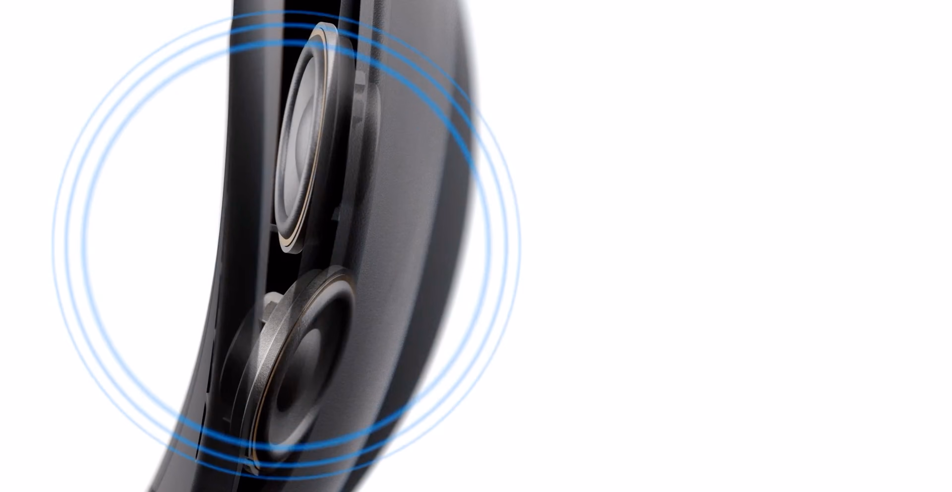 Steam Frame side speaker with illustrated sound waves