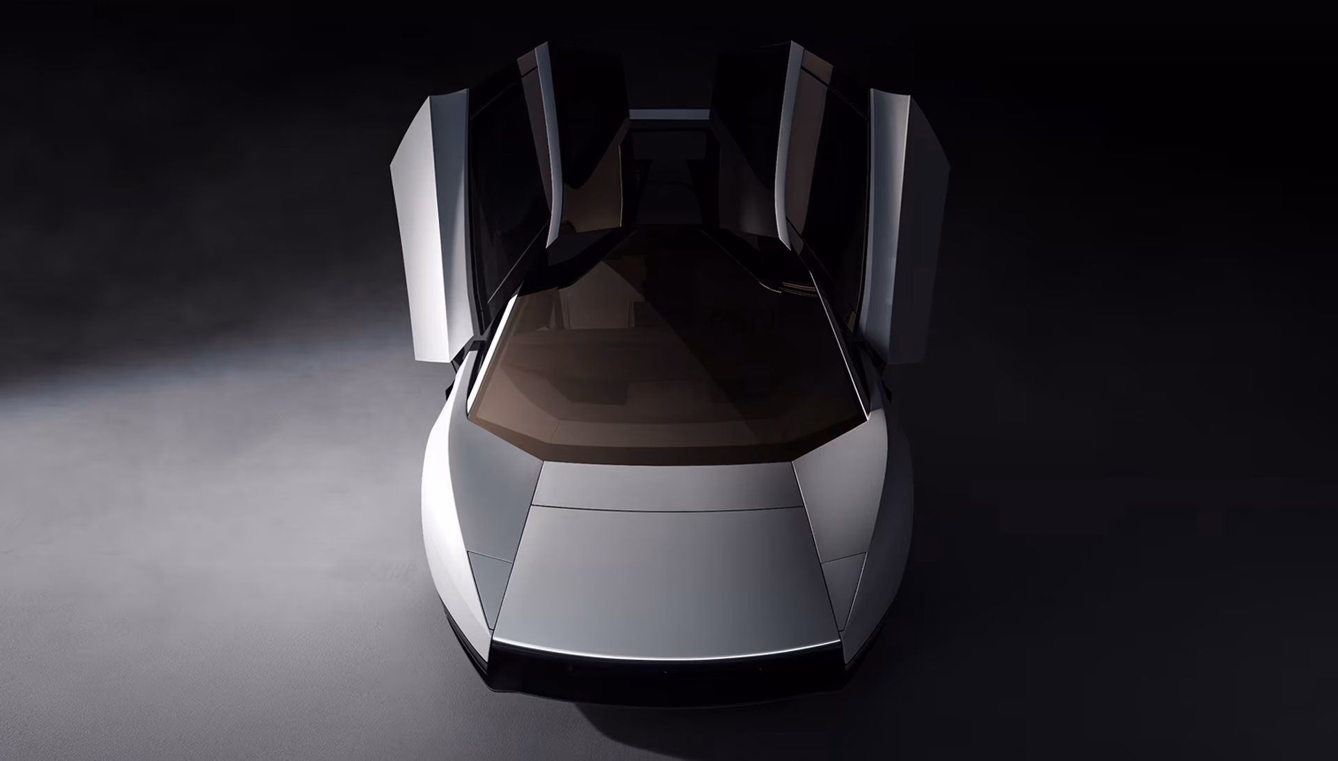 Tesla Roadster seen from above with both doors open