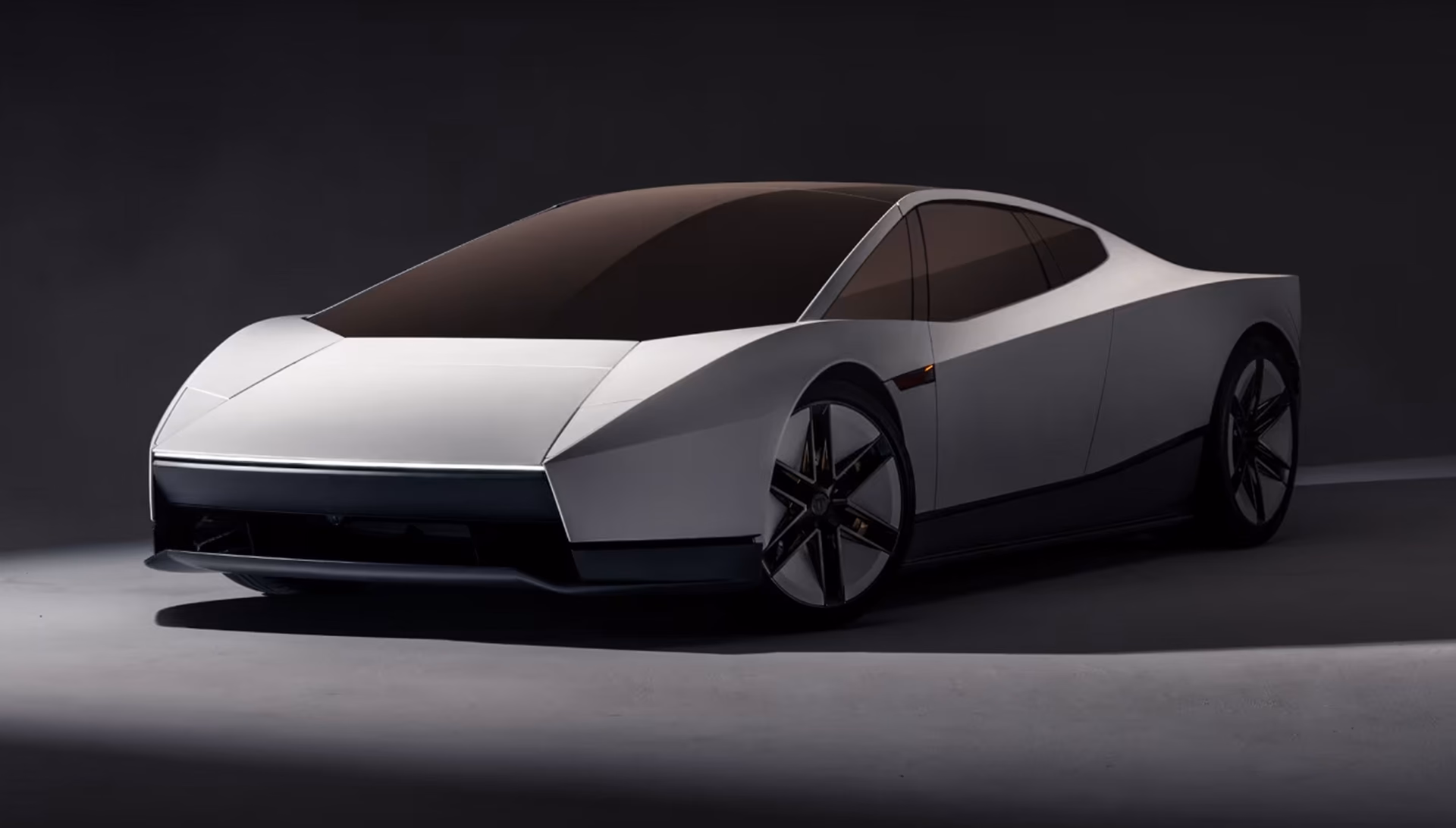 White Tesla Roadster seen from the front three-quarter angle