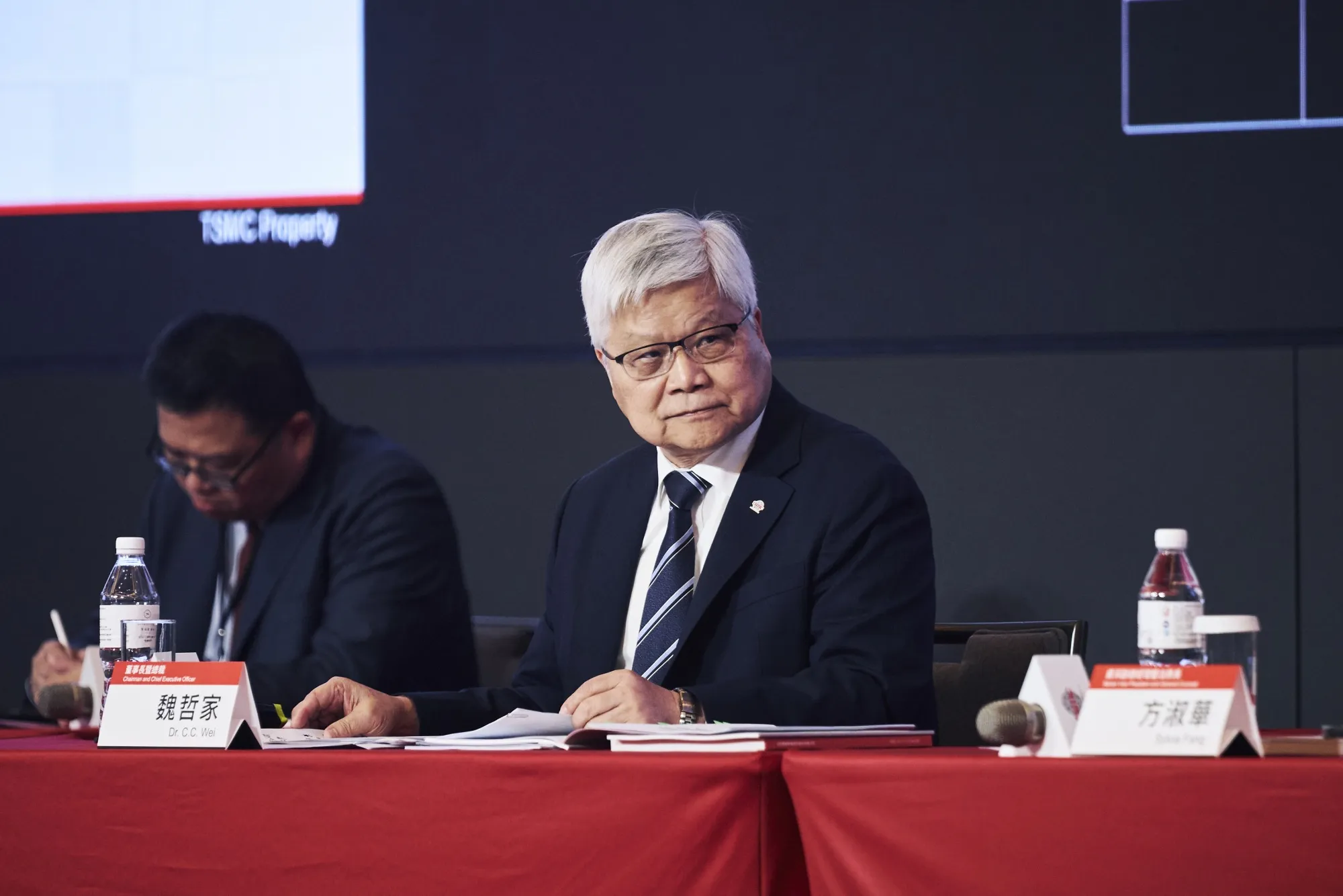 C.C. Wei, CEO of TSMC, during a company meeting