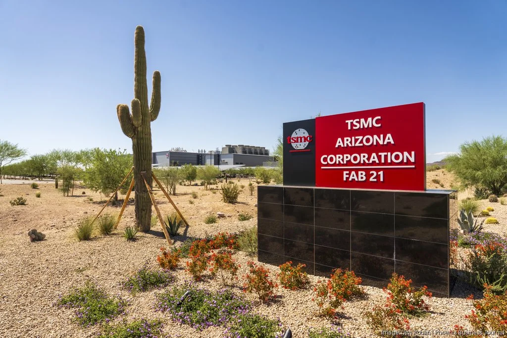 TSMC Arizona Corporation sign in front of the Fab 21 plant in Phoenix