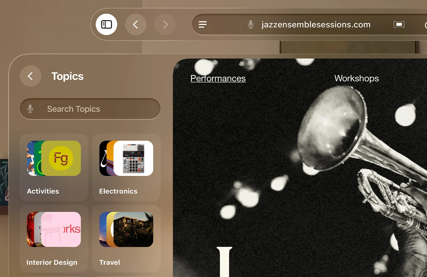 Safari agrupa los marcadores y la lista de lectura por temas en visionOS 27